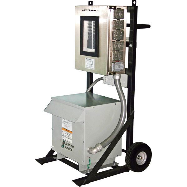 CEP Portable 2-Wheel Power Distribution Cart for Generators — 480 Volts, 100 Amps, 3-Phase, 15 kVA Transformer, Model# 6210PDC15-2