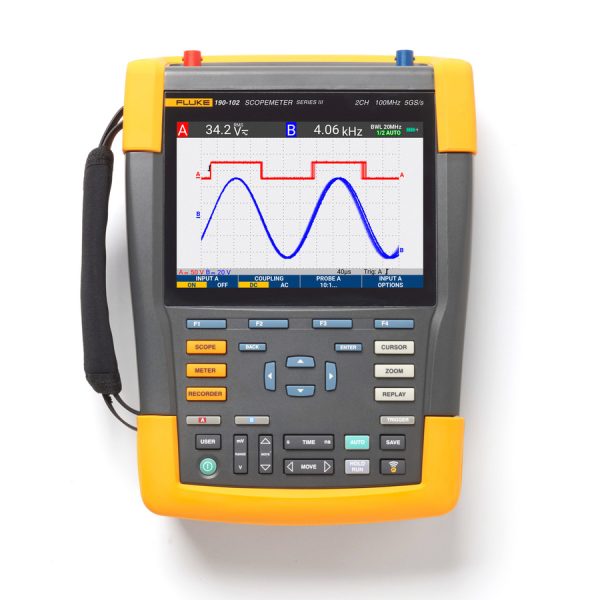 Fluke 190-102-III-S: 2-Channel, 100 MHz Handheld Oscilloscope with SCC-293 Kit